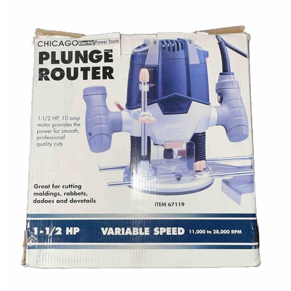 Chicago Electric 1 1/2 HP Variable Speed Plunge Router With Original box - Picture 1 of 14